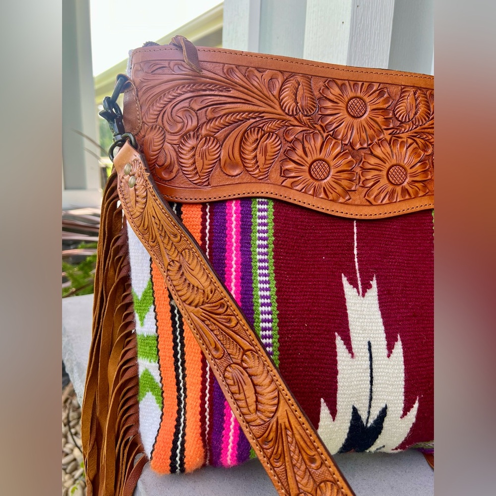American DarlingSignature Crossbody Hand Tooled  Genuine Leather women bag weste